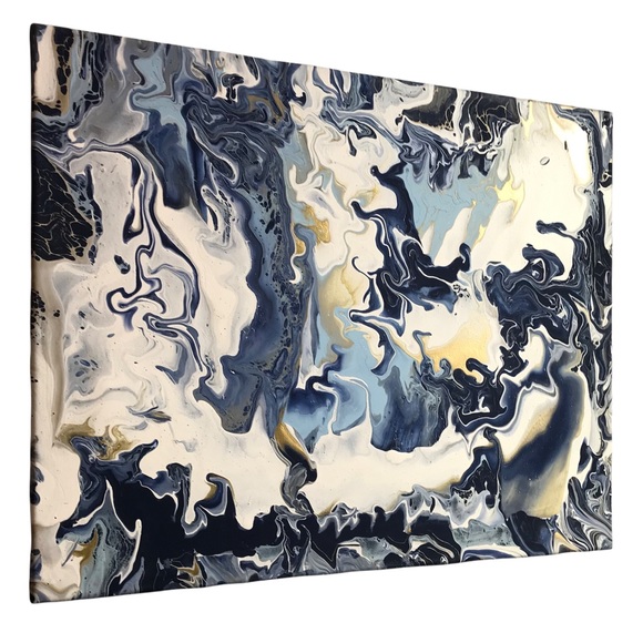 Abstract art Blue & Gold 16 x 20 original artwork signed by artist - Picture 5 of 9